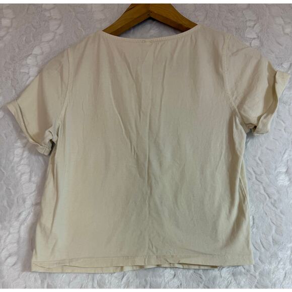 Free People Lot of 2 Short Sleeve Crop Tops Cream Henley / Black Scoop XS / S - Picture 7 of 16